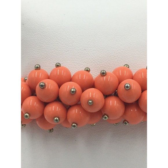 Coral Peach Color Cluster Plastic Charm Beads Stretch Bracelet - Picture 3 of 5